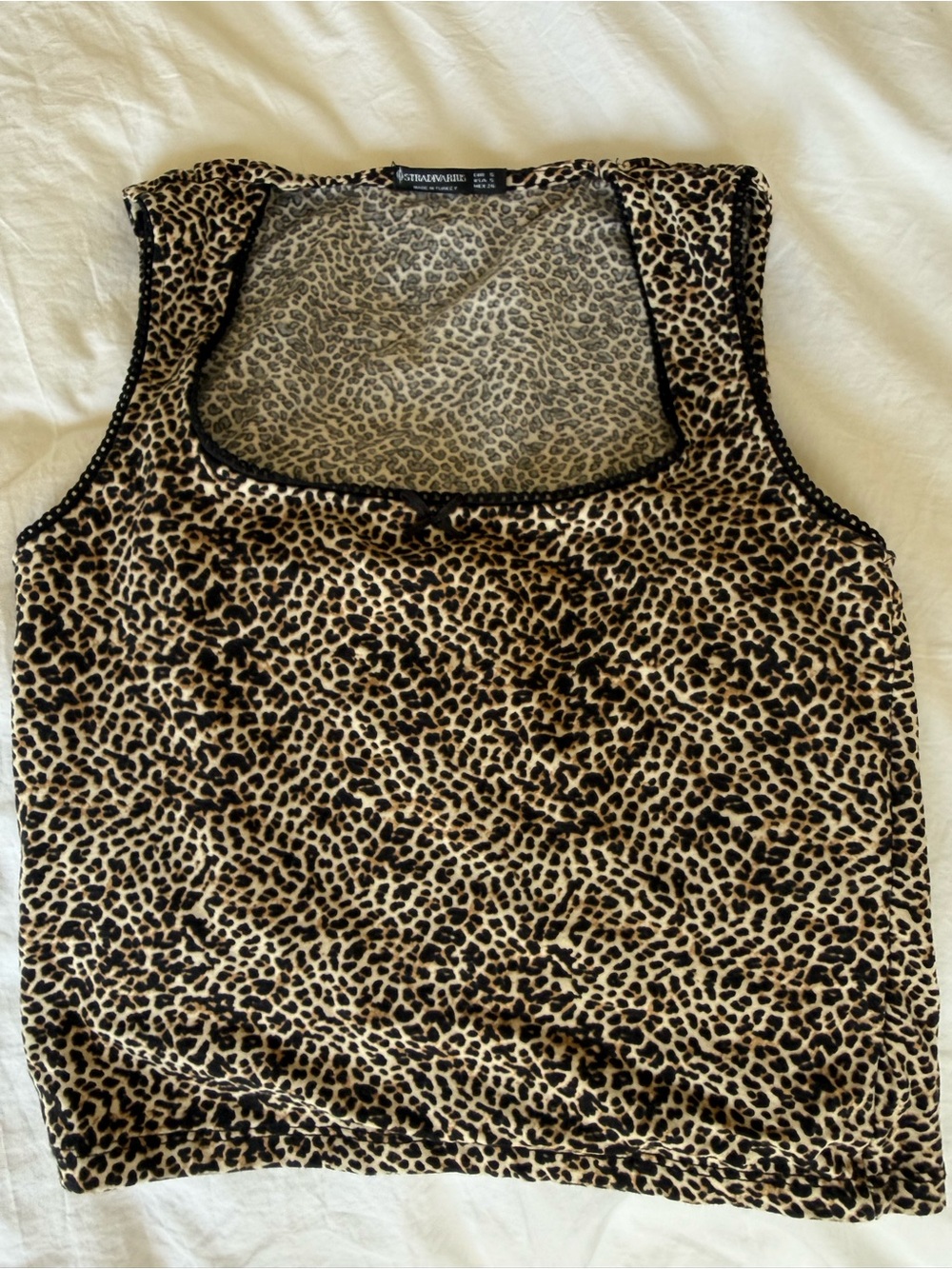 stradivarius Leopard-Print Scoop Neck Tank Top - Brown & Black